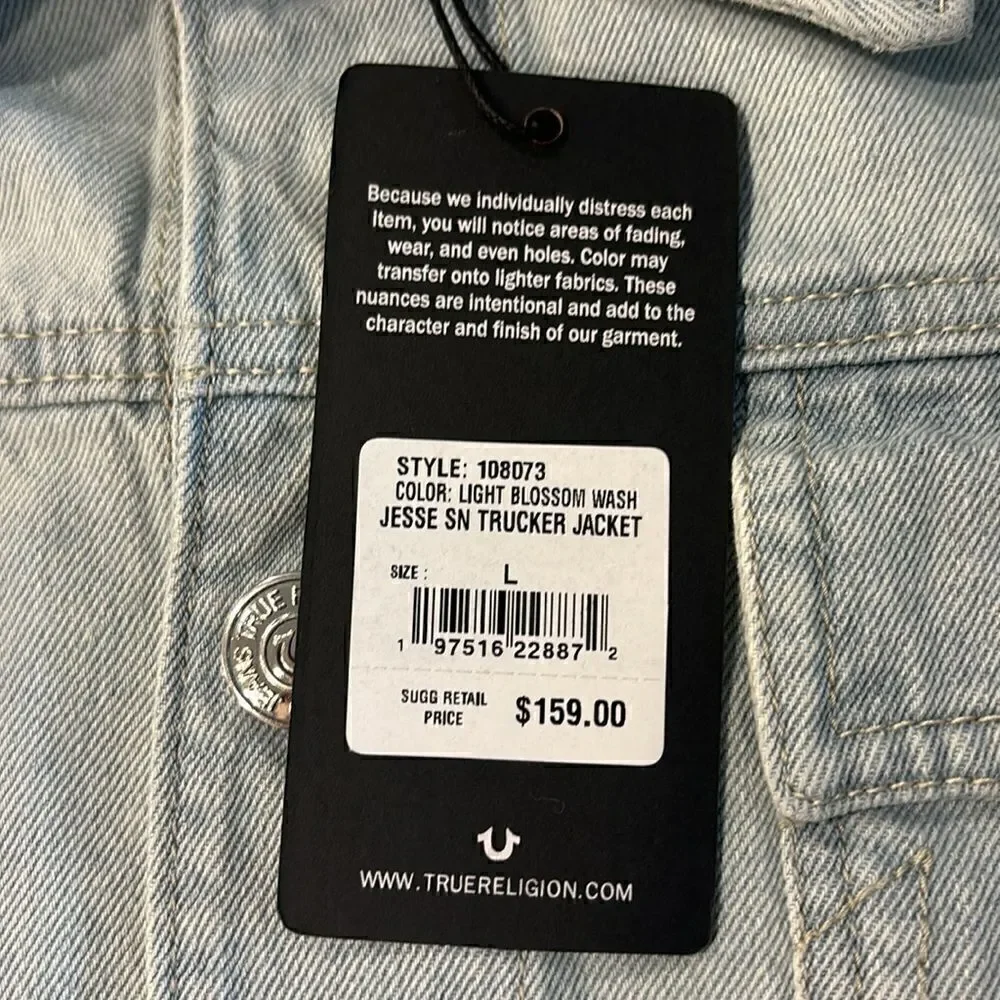 True Religion NWT denim jacket, light blue wash large $159.00
